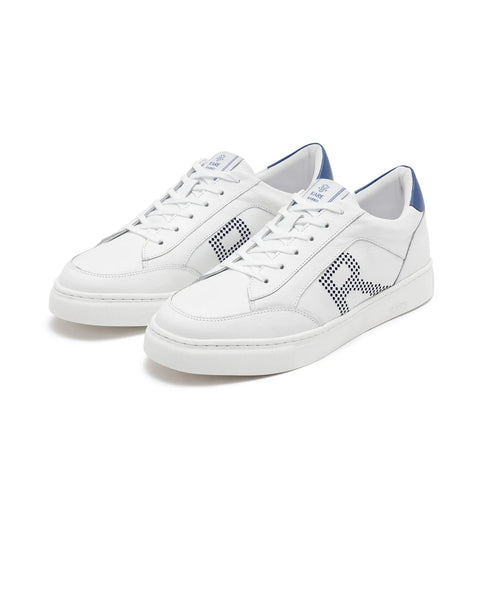 Rare Rabbit Men Vortex White Low-Top Genuine Leather Lazer Lace-Up Sne