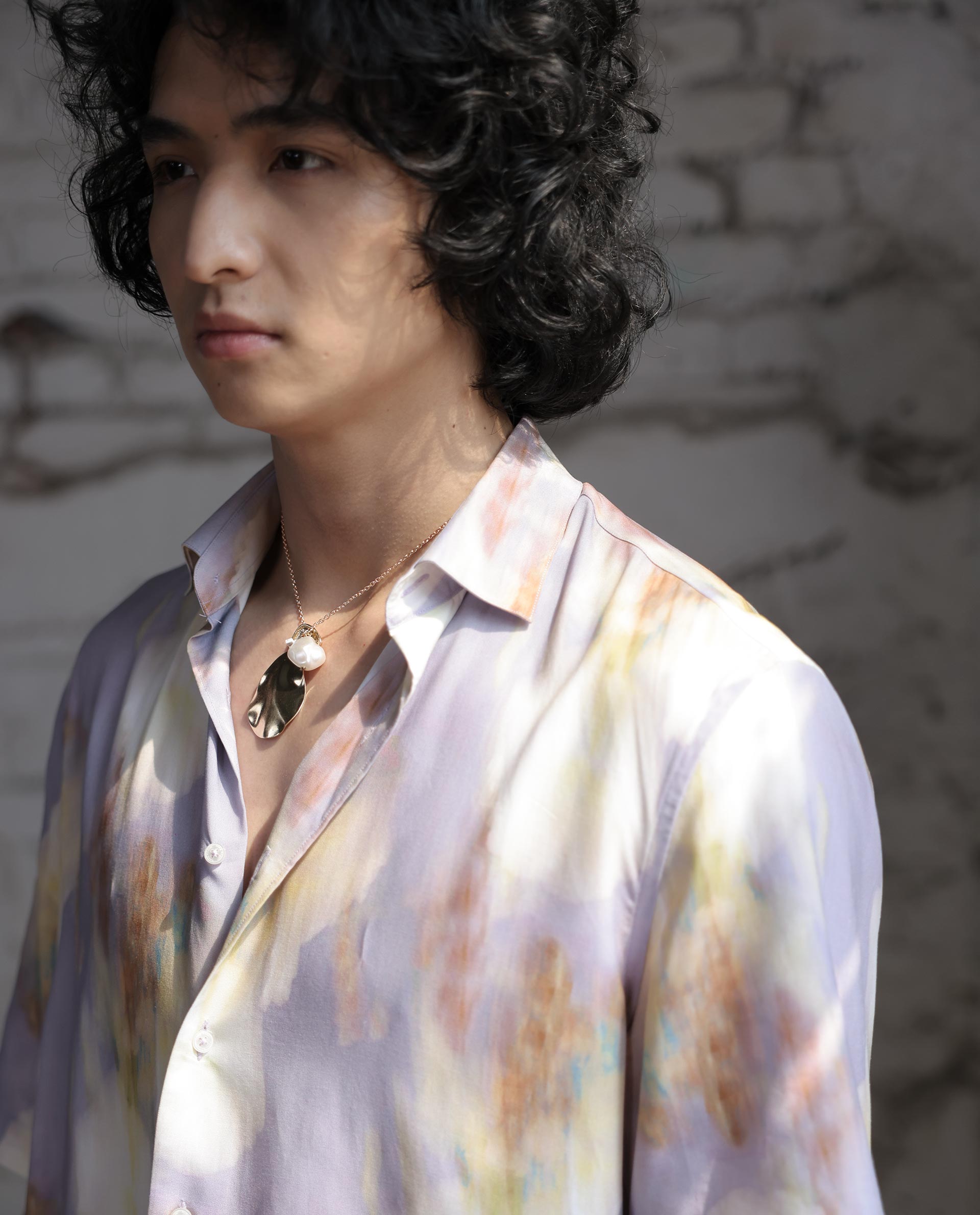 Rare Rabbit Mens Plushy SS Pastel Purple Viscose Fabric Short Sleeve Abstract Print Shirt