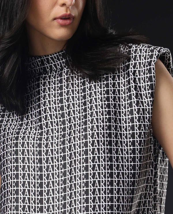 Rareism Womens Remont Black Top Modal Satin Fabric Regular Fit Sleeveless High Neck