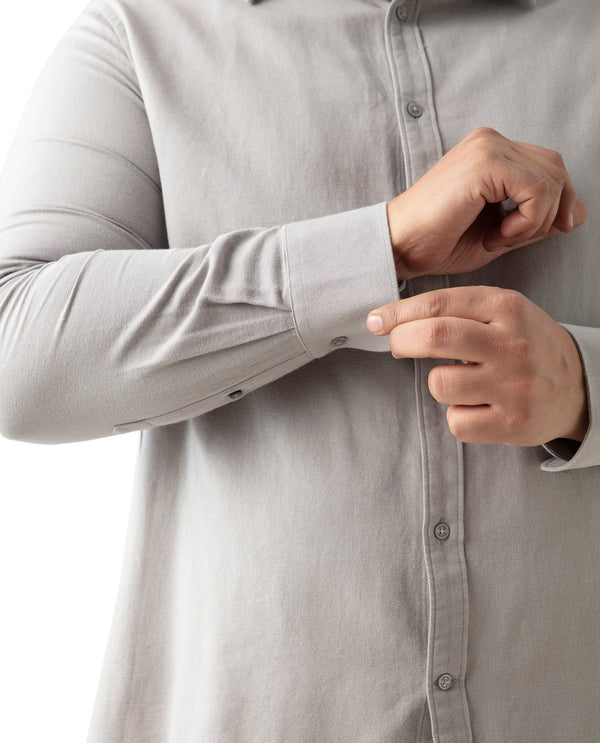 Rare Rabbit Mens Otago Grey Cotton Fabric Full Sleeves Plus Size Fit Solid Twill Shirt