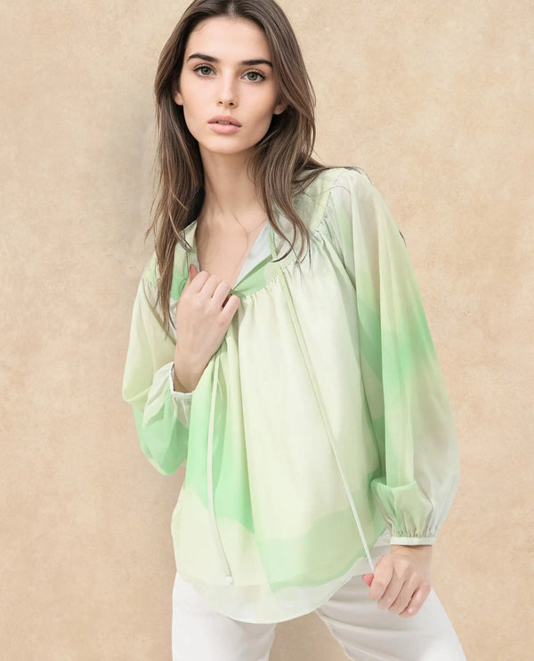 Rareism Women Alic-SC Green Polyester Fabric Full Sleeve Round Neck Top
