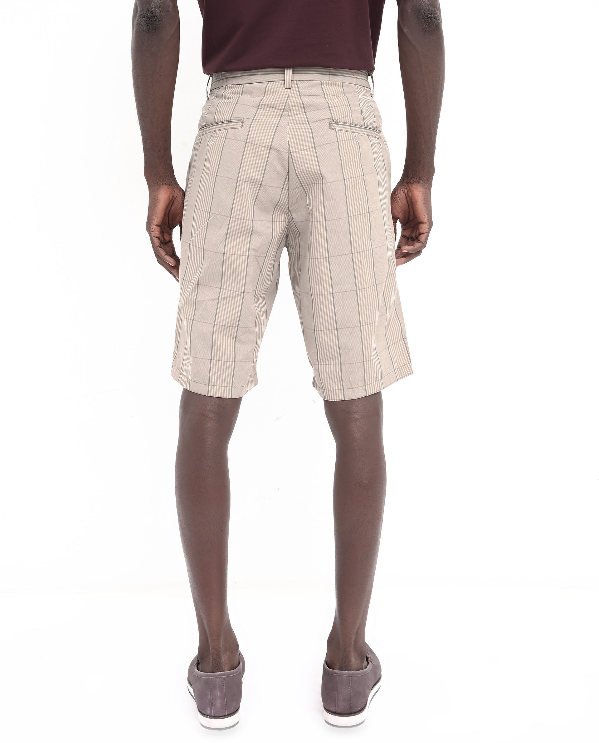 Rare Rabbit Men's Brezi Brown Cotton Fabric Knee Length Regular Fit Checks Shorts