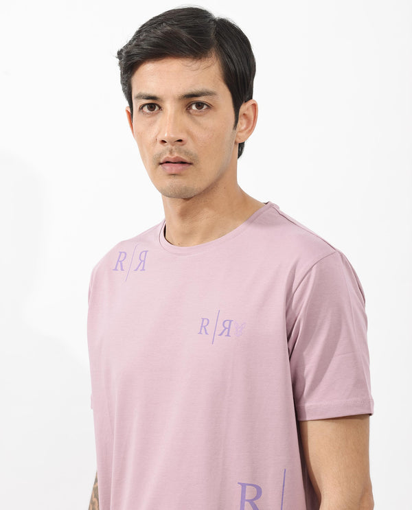 Rare Rabbit Mens Brule Dusky Pink Short Sleeve Monogram Graphic Print T-Shirt