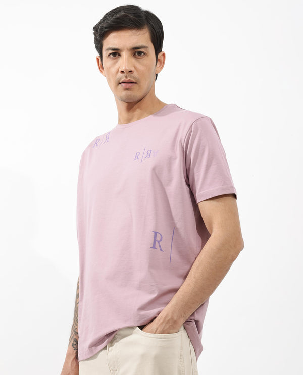 Rare Rabbit Mens Brule Dusky Pink Short Sleeve Monogram Graphic Print T-Shirt