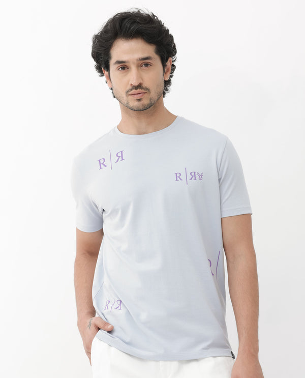 Rare Rabbit Mens Brule Dusky Grey Short Sleeve Monogram Graphic Print T-Shirt