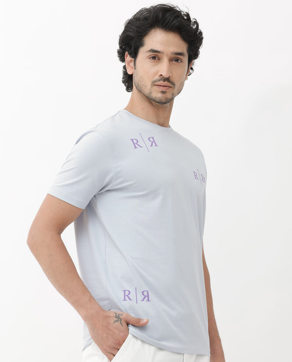 Rare Rabbit Mens Brule Dusky Grey Short Sleeve Monogram Graphic Print T-Shirt