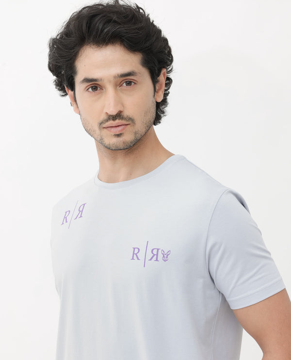 Rare Rabbit Mens Brule Dusky Grey Short Sleeve Monogram Graphic Print T-Shirt