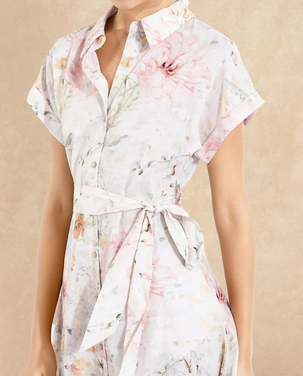 Rareism Women Carpi Multi Extended Sleeves Collared Neck  A-Line Knee Length Floral Print Dress