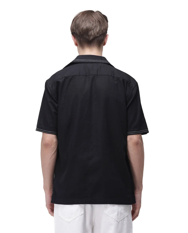 Rare Rabbit Men Chate Black Cotton Fabric Plain Shirt