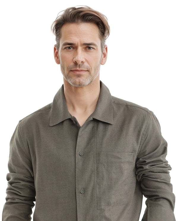 Rare Rabbit Men Combi Olive Knitted Jacquard Fabric Full Sleeve Regular Fit Textured Solid Shirt