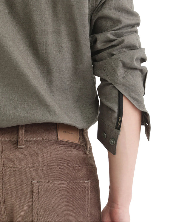 Rare Rabbit Men Combi Olive Knitted Jacquard Fabric Full Sleeve Regular Fit Textured Solid Shirt