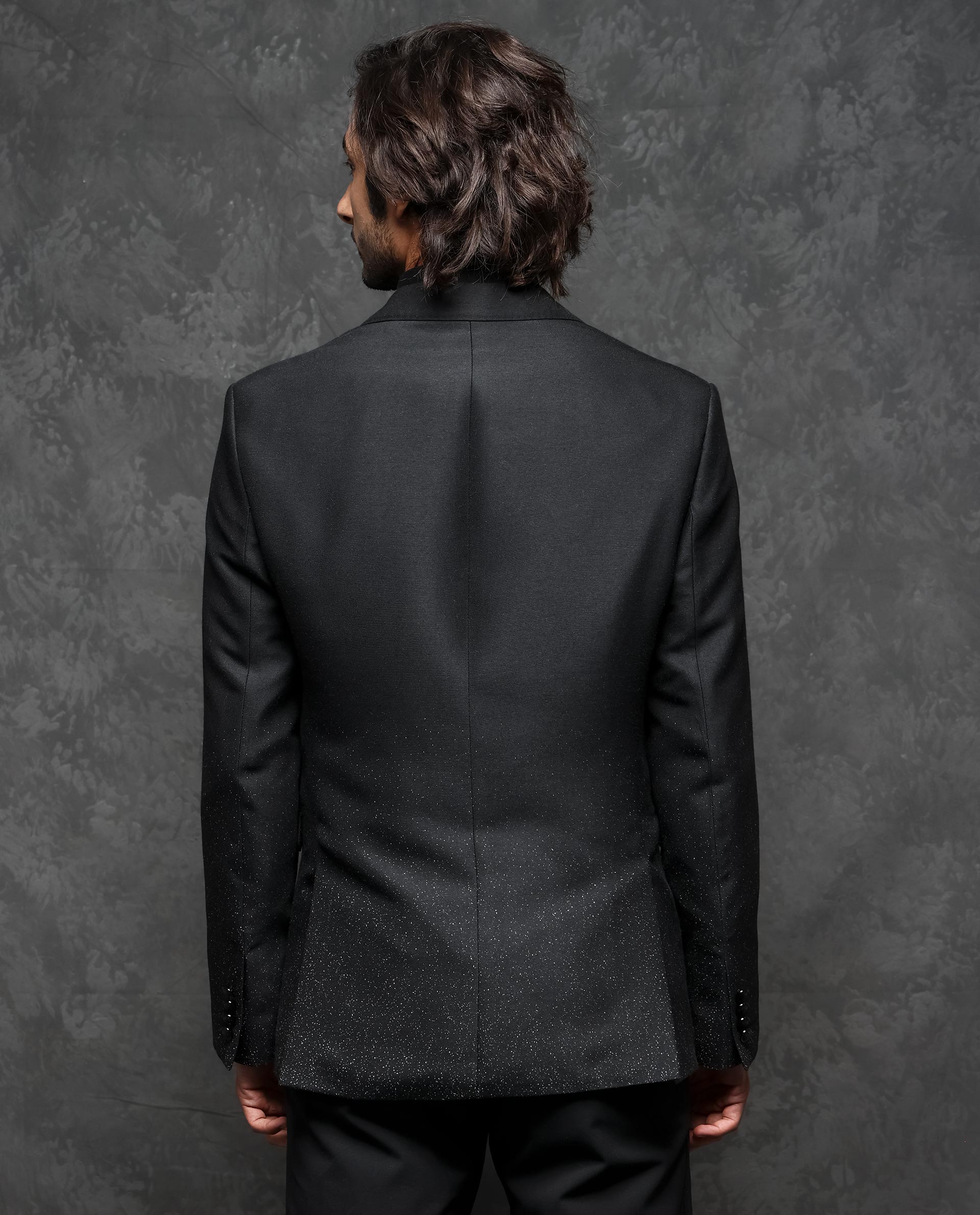 Rare Rabbit Men's Debra Black Polyester Viscose Fabric Notch Lapel Single Breasted tailored Fit Calvary Twill Blazer