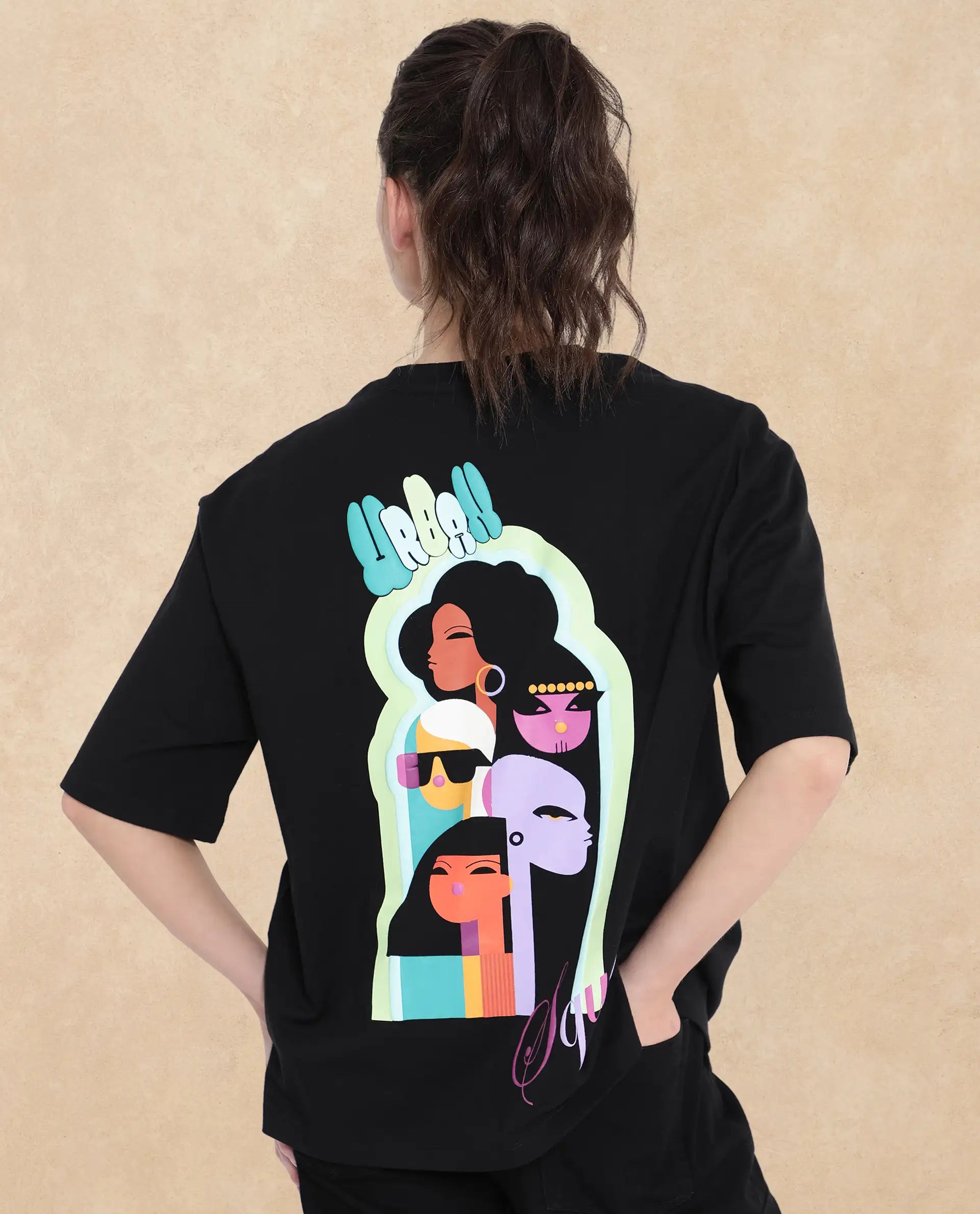 Rareism Women Earl Black Cotton Fabric Short Sleeve Crew Neck Solid T-Shirt