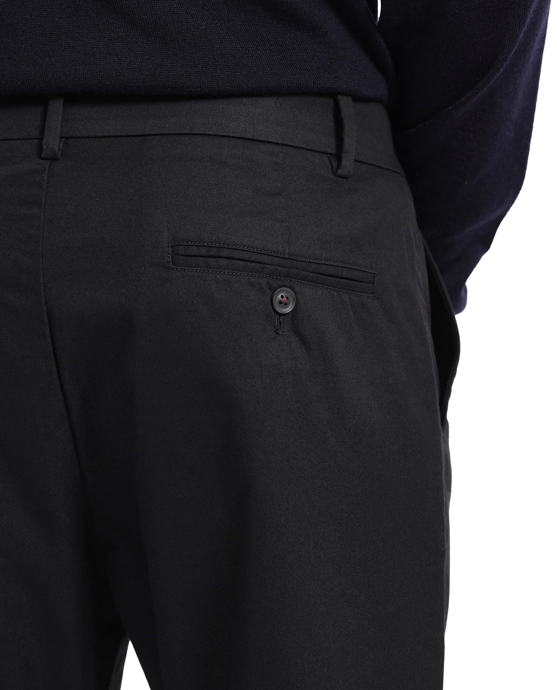 Rare Rabbit Men Ebert Black Cotton Fabric Button Closure Mid Rise Regular Fit Plain Trouser