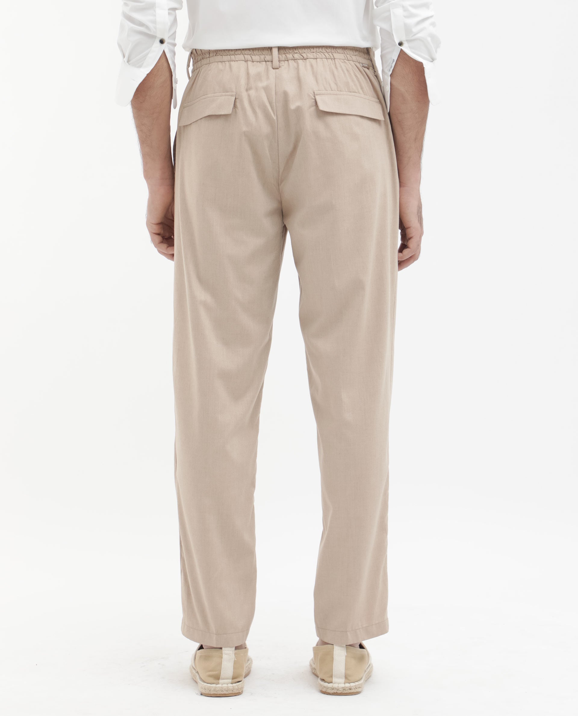 Rare Rabbit Mens Echo Beige Polyester Cotton Catatonic Solid Trouser