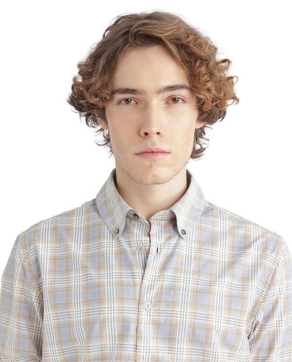 Rare Rabbit Men's Geko Pastel Mustard Cotton Fabric Full Sleeve Button Down Collar Button Closure Checked Shirt