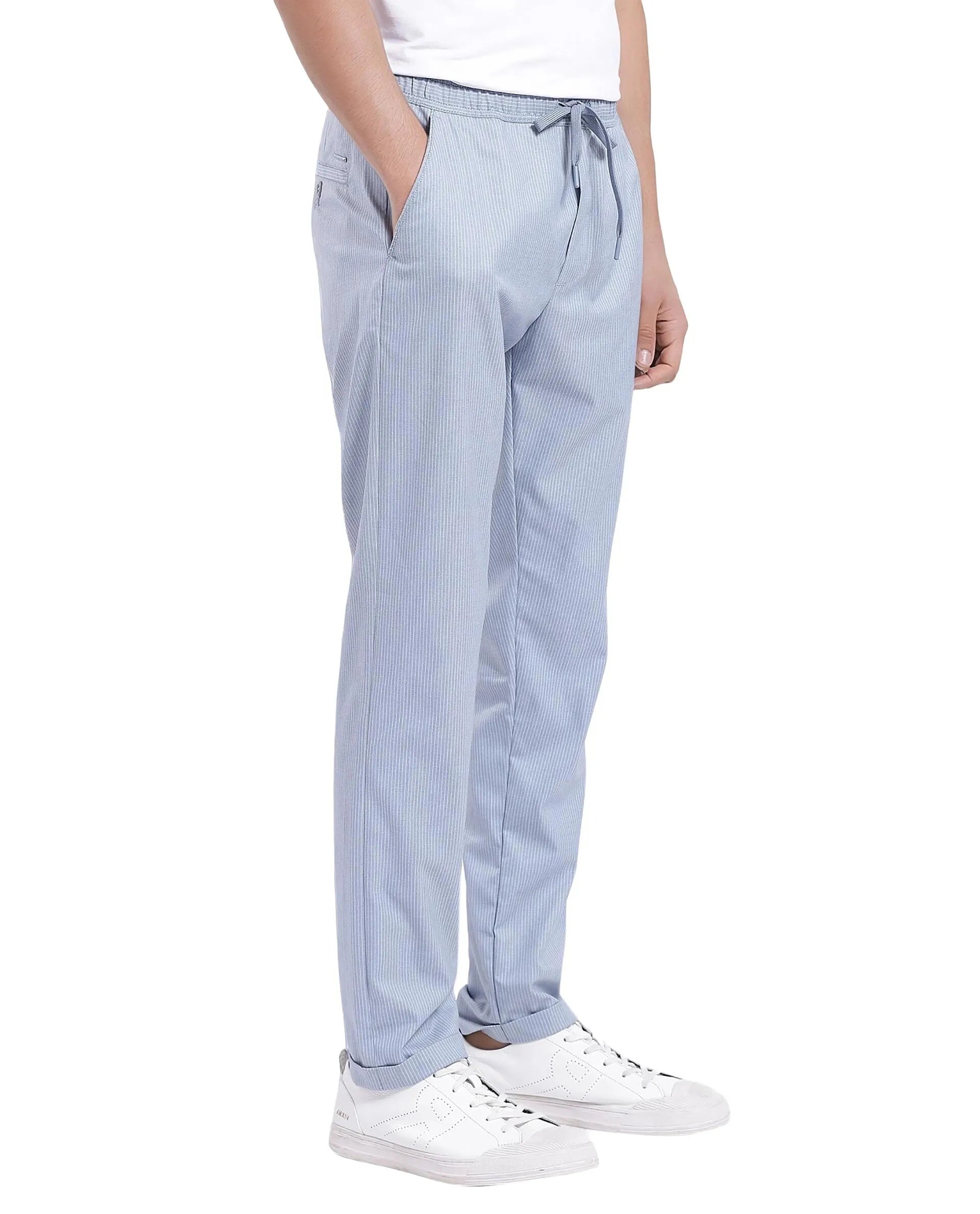 Rare Rabbit Men Glew Pastel Blue Button Closure Regular Fit Plain Trouser