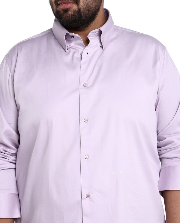 Rare Rabbit Men's Holand Pastel Purple Satin Fabric Full Sleeves Solid Shirt Plus Size