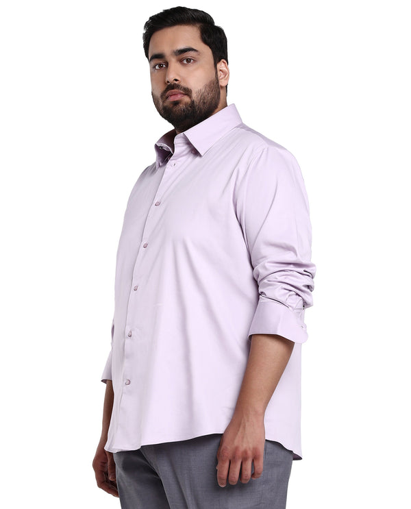 Rare Rabbit Men's Holand Pastel Purple Satin Fabric Full Sleeves Solid Shirt Plus Size