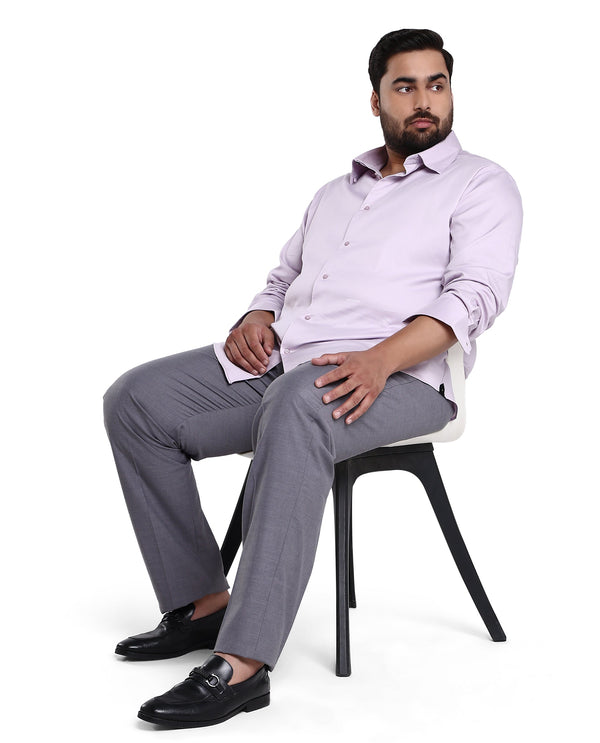 Rare Rabbit Men's Holand Pastel Purple Satin Fabric Full Sleeves Solid Shirt Plus Size