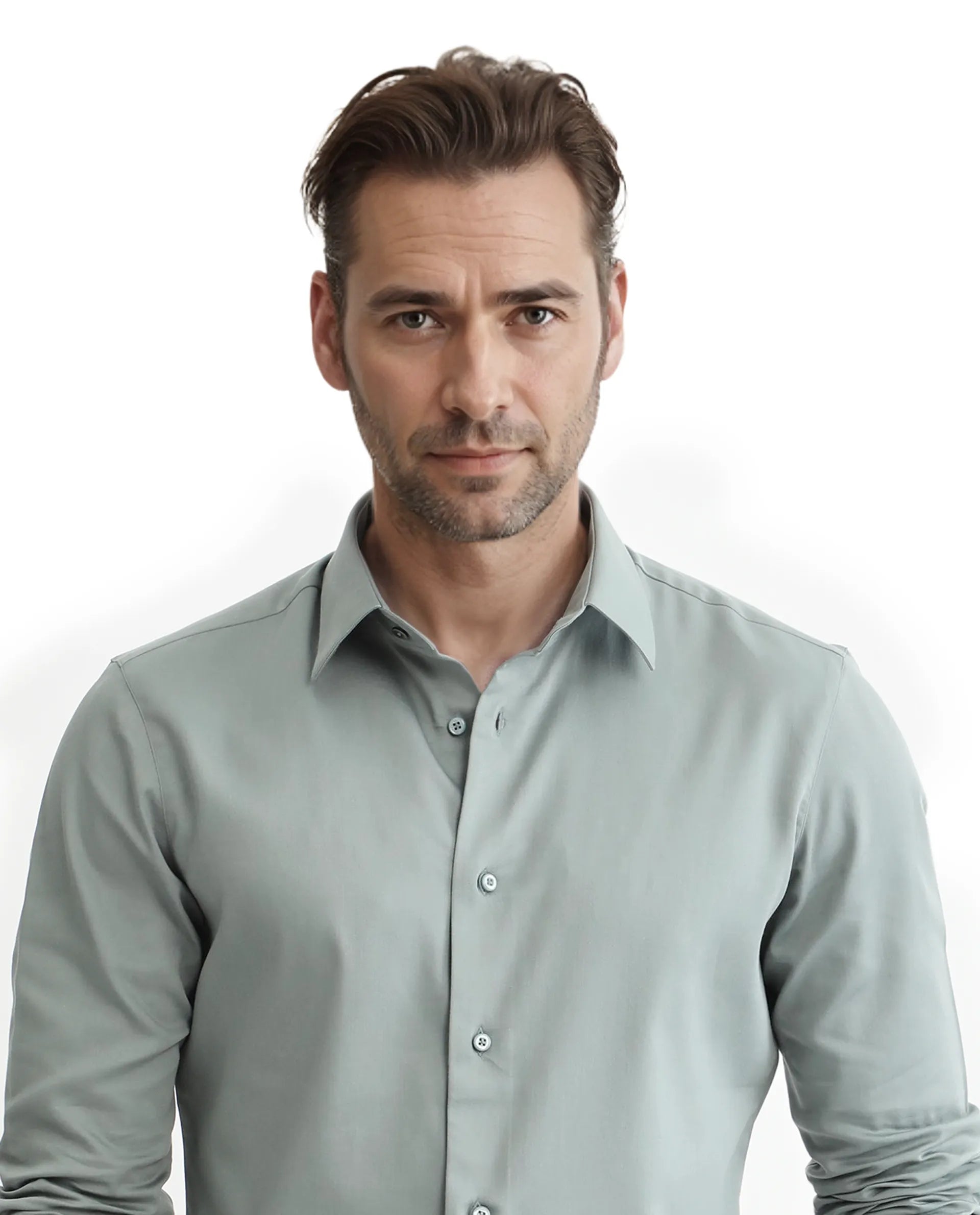 Rare Rabbit Men Holla-25 Dusky Green Cotton Poly Fabric Full Sleeve Collared Neck Button Closure Plain Shirt