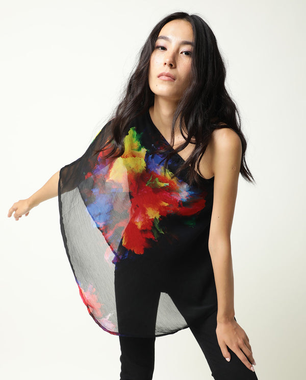 Rareism Womens Propose Black Top Viscose Fabric Regular Fit One Shoulder One Shoulder Neck