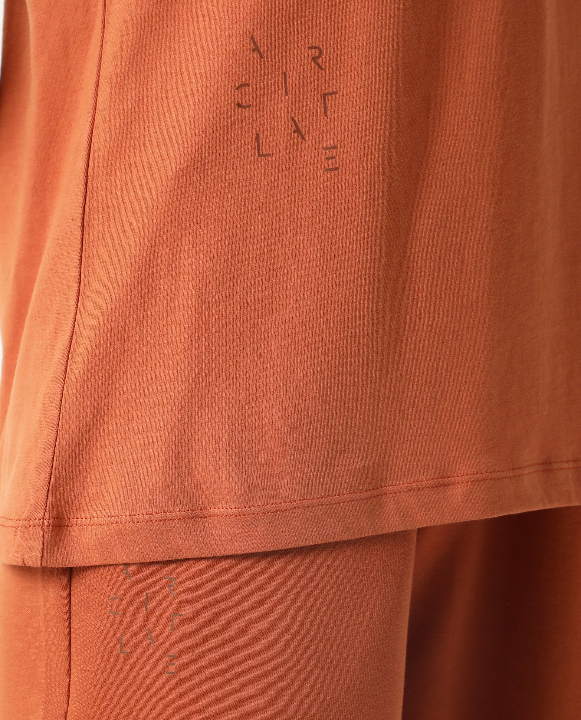 Rareism Women Arvi Orange Cotton Blend Fabric Relaxed Fit Half Sleeves Solid V-Neck T-Shirt