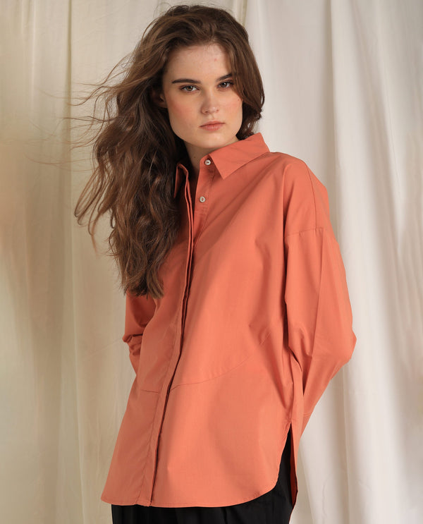 Rareism Womens Eleven Peach Top Polyester Fabric Regular Fit 3/4 Sleeve Collared Neck