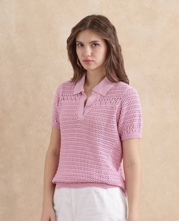 Rareism Women Jantuda Light Pink 100% Cotton Fabric Sleeveless Relaxed Fit Top