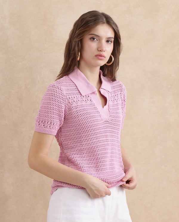 Rareism Women Jantuda Light Pink 100% Cotton Fabric Sleeveless Relaxed Fit Top