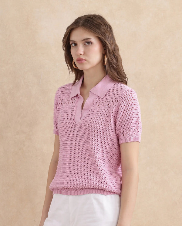 Rareism Women Jantuda Light Pink 100% Cotton Fabric Sleeveless Relaxed Fit Top