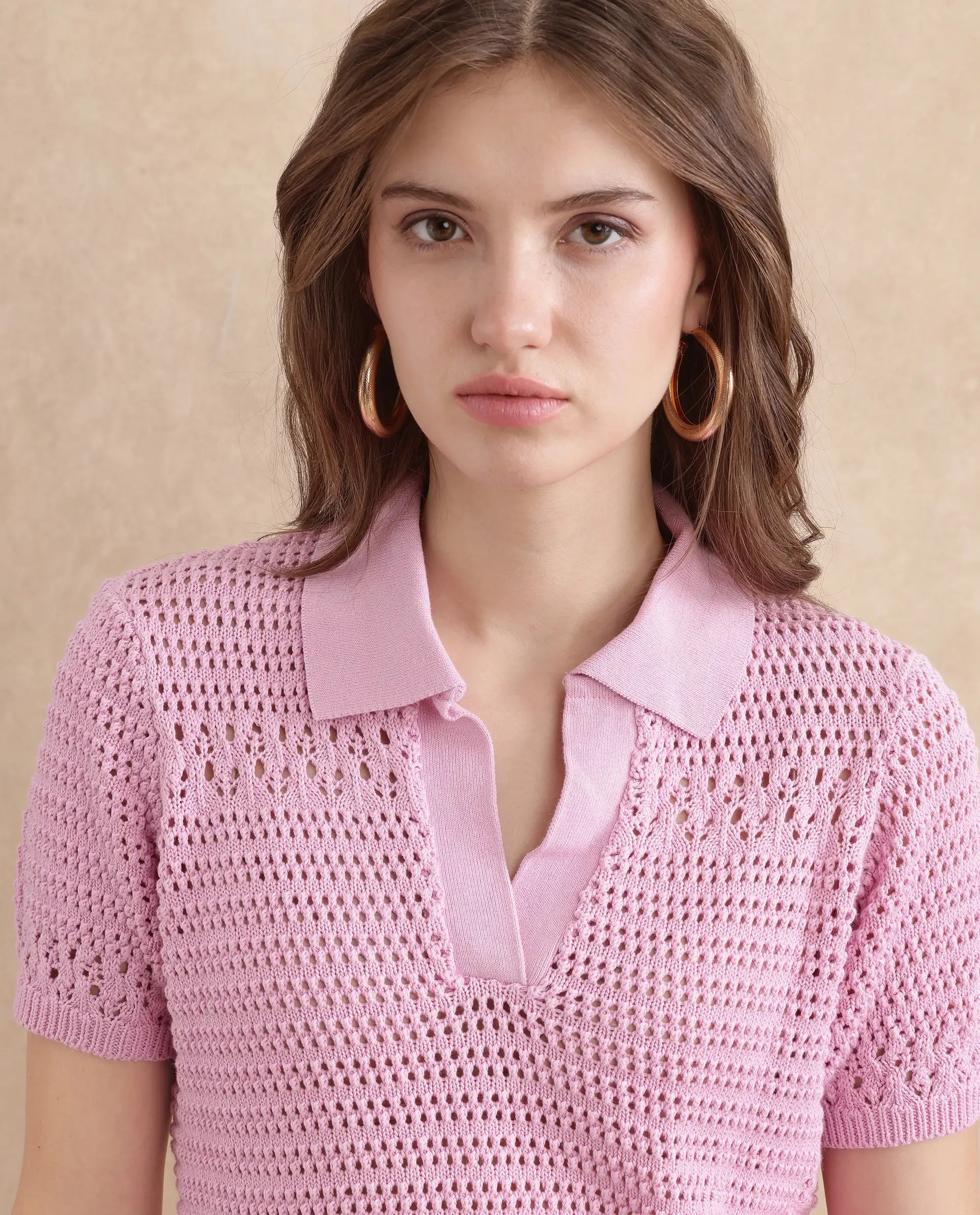 Rareism Women Jantuda Light Pink 100% Cotton Fabric Sleeveless Relaxed Fit Top