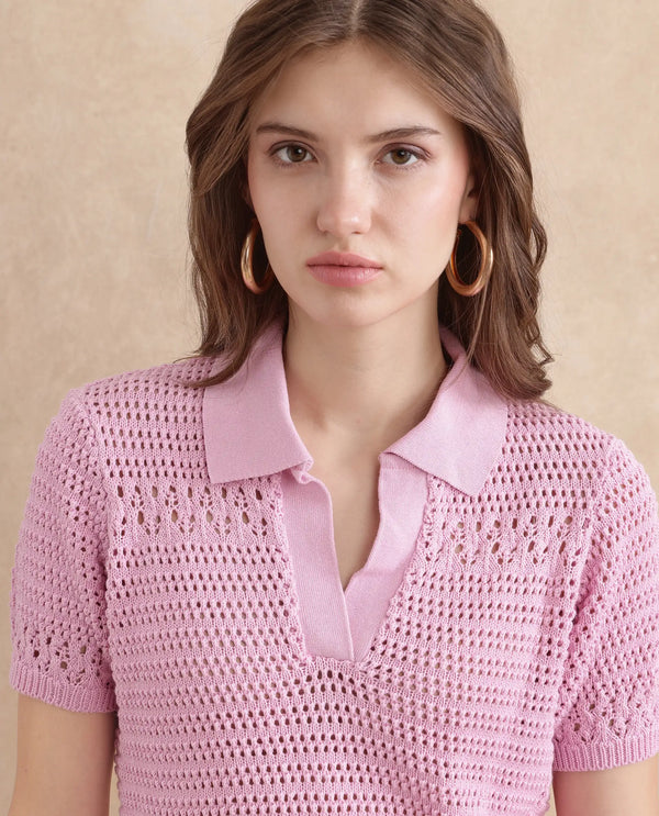 Rareism Women Jantuda Light Pink 100% Cotton Fabric Sleeveless Relaxed Fit Top