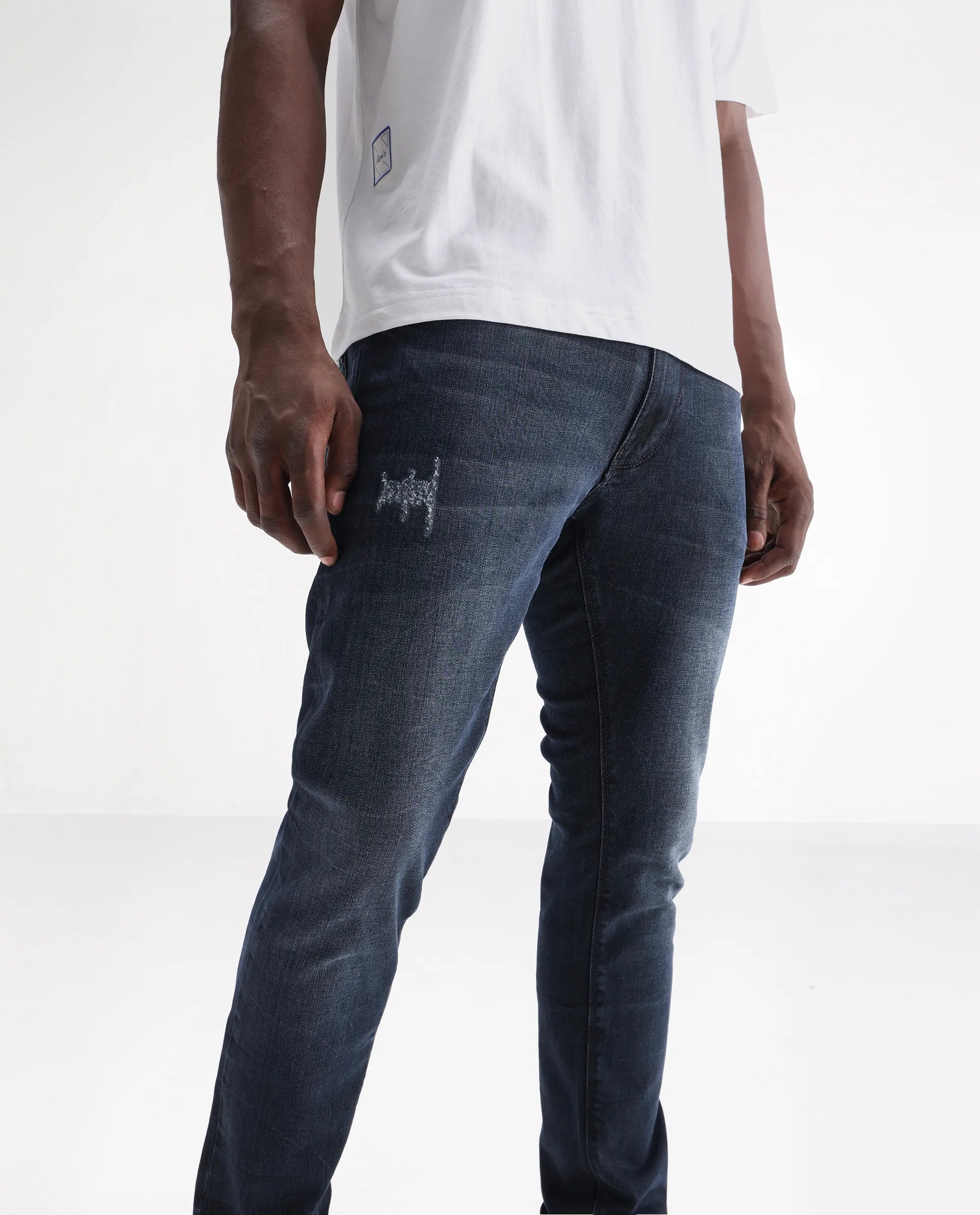 Rare Rabbit Men's Laiden Dusky Green Mid-Rise Mild Distress Regular Fit Jeans