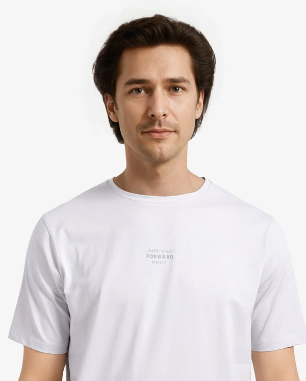 Rare Rabbit Men Let Dark Grey Cotton Lycra Fabric Short Sleeve Crew Neck Regular Fit Typography Print T-Shirt