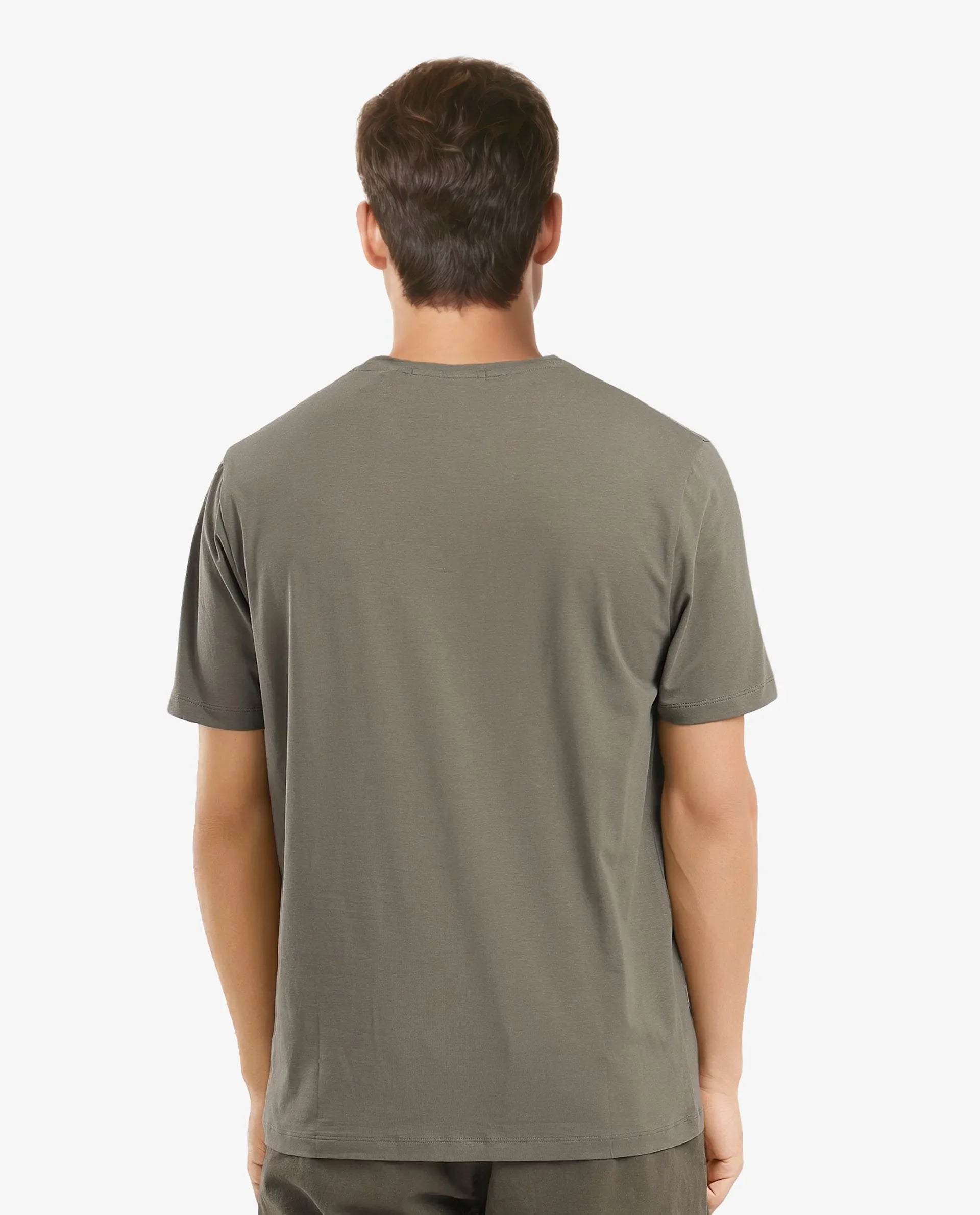 Rare Rabbit Men Let Dusky Green Cotton Lycra Fabric Short Sleeve Crew Neck Regular Fit Typography Print T-Shirt