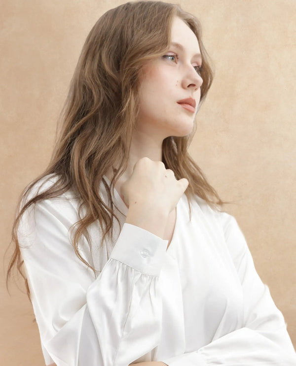 Rareism Women Lohan White Polyester Fabric Full Sleeves V-Neck Cuffed Sleeve Regular Fit Plain Top