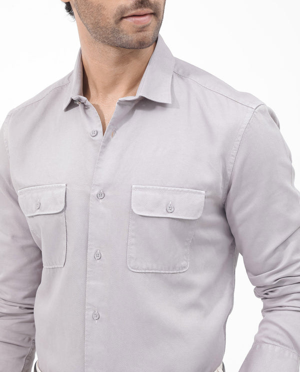 Rare Rabbit Mens Lyton-2 Dusky Purple Shirt Full Sleeve Over Dyed Front Flap Pocket Solid