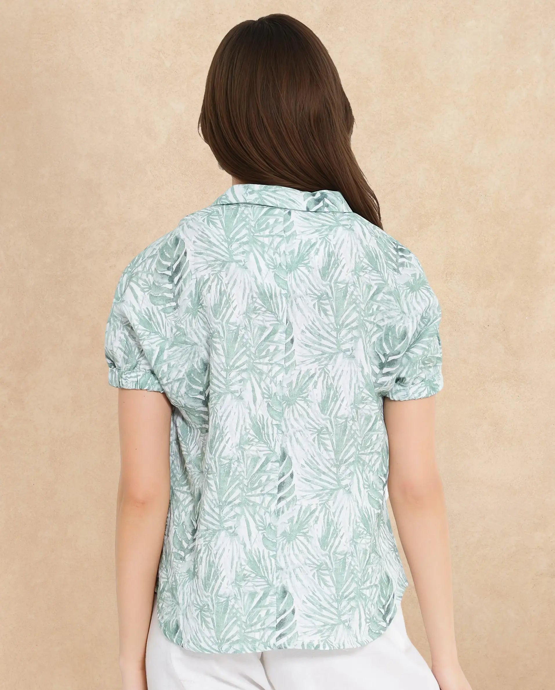 Rareism Women Manak Off White Extended Sleeves Lapel Neck Abstract Print Top