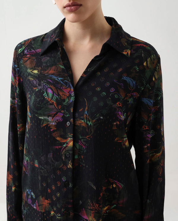 Rareism Women Mausi Multi Full Sleeve Collared Neck Button Closure Paisley Print Shirt