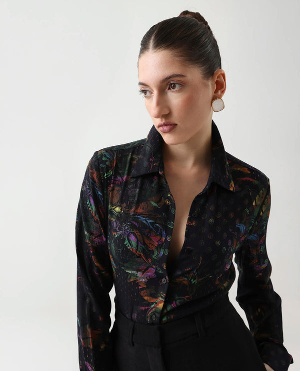 Rareism Women Mausi Multi Full Sleeve Collared Neck Button Closure Paisley Print Shirt