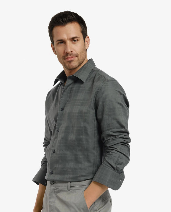 Rare Rabbit Men's Neske Dark Green Cotton Fabric Full Sleeve Regular Fit Checks Shirt