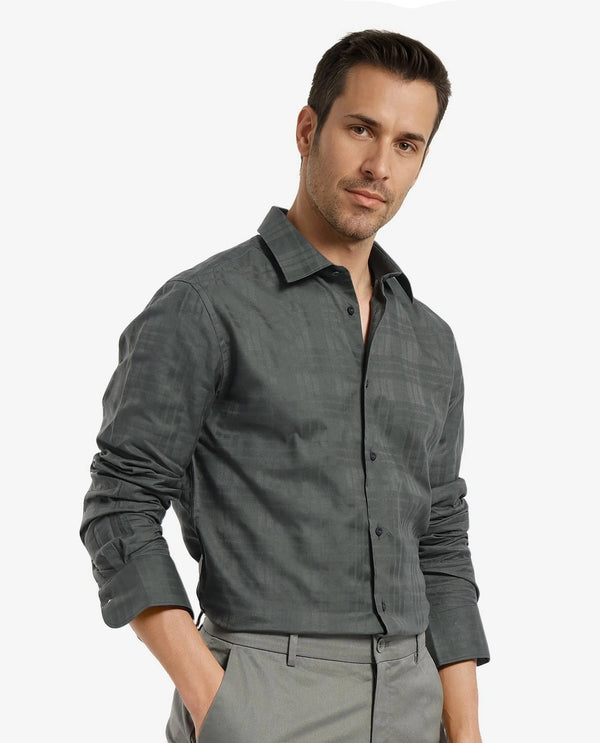 Rare Rabbit Men's Neske Dark Green Cotton Fabric Full Sleeve Regular Fit Checks Shirt