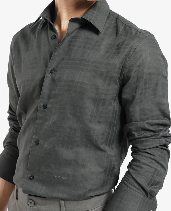 Rare Rabbit Men's Neske Dark Green Cotton Fabric Full Sleeve Regular Fit Checks Shirt