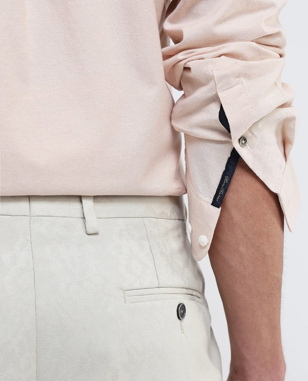 Rare Rabbit Men Oxob Pastel Mustard Full Sleeve Collared Neck Button Closure Regular Fit Plain Shirt