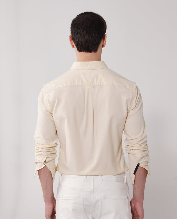 Rare Rabbit Men Oxob Pastel Yellow Full Sleeve Collared Neck Button Closure Regular Fit Plain Shirt