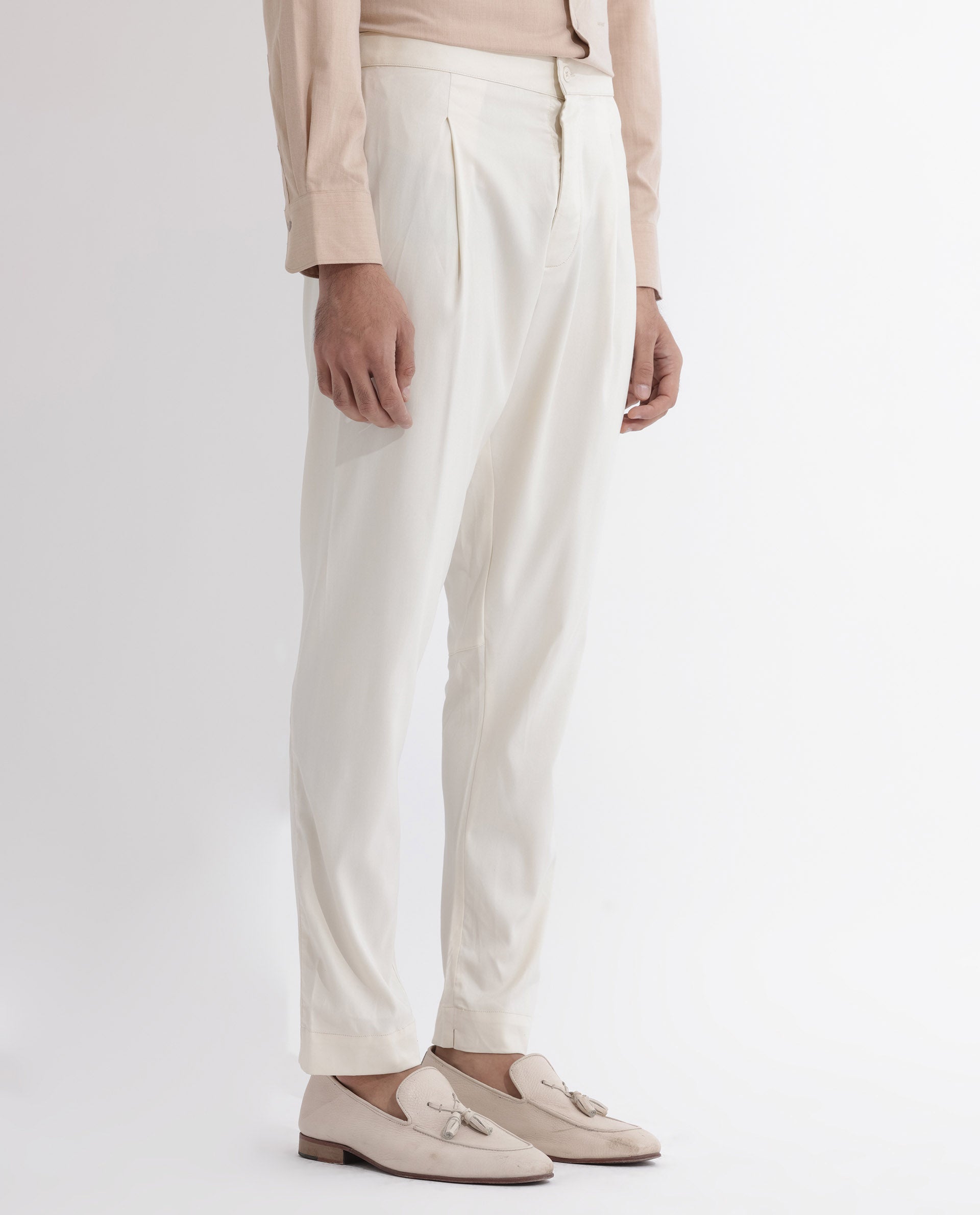 Rare Rabbit Men's Polin Beige Viscose Fabric Mid Rise Regular Fit Solid Pajama