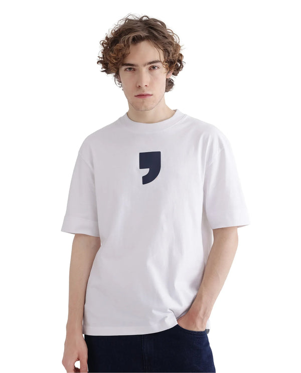 Rare Rabbit Men's Rare'z White Short Sleeve Crew Neck Oversized Fit T-Shirt