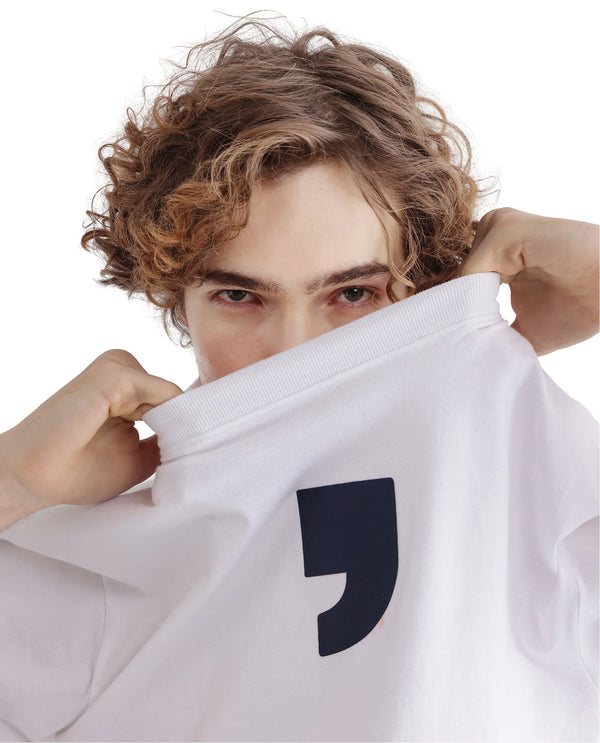 Rare Rabbit Men's Rare'z White Short Sleeve Crew Neck Oversized Fit T-Shirt