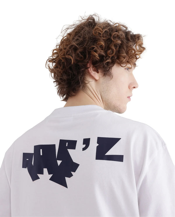 Rare Rabbit Men's Rare'z White Short Sleeve Crew Neck Oversized Fit T-Shirt